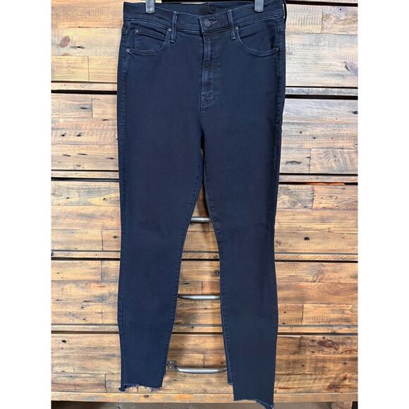 MOTHER The Stunner Zip Two Step Fray Women's Black Denim Jeans Sz 27 - Picture 1 of 11